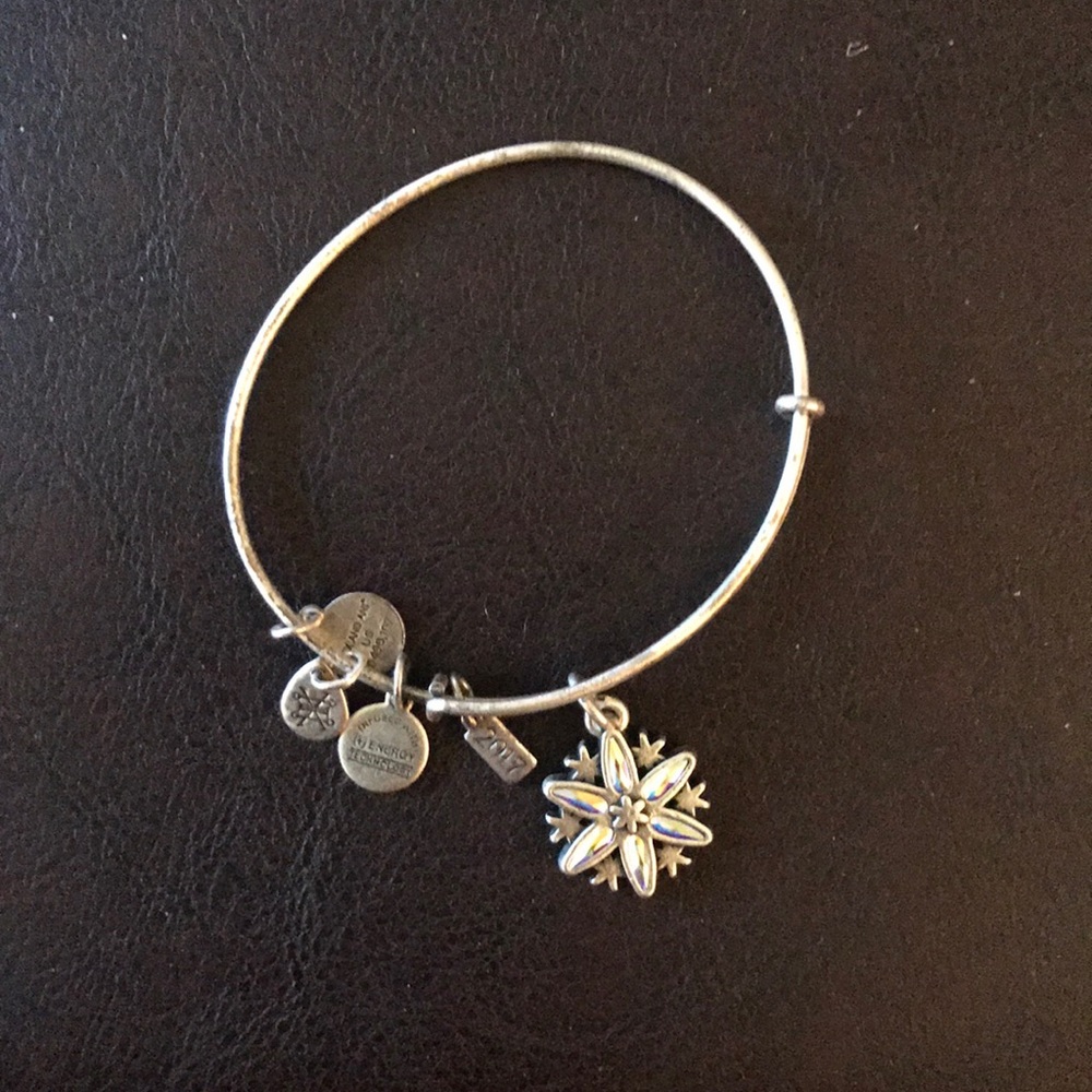 Alex and Ani snow flake charm bangle bracelet